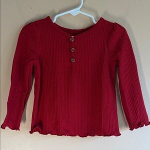 Cat & Jack Red Ribbed Long Sleeve Henley Top